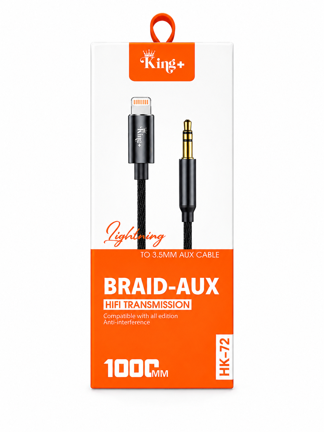 کابل AUX آیفون کینگ پلاس مدل HK-72 | اتصال پایدار و صدای شفاف